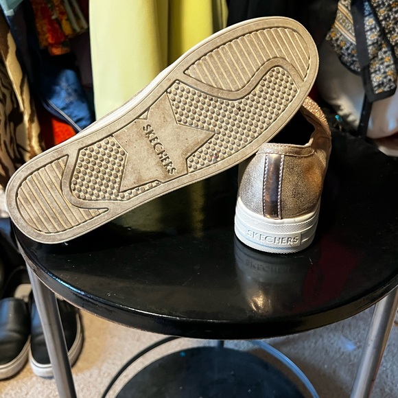 Skechers Women's Gold Glitter Slip-On Sneakers - Picture 3 of 5